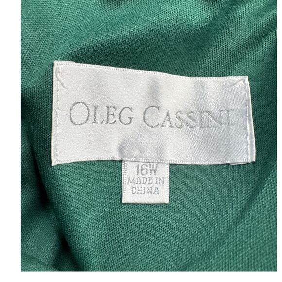 Oleg Cassini Emerald Green Rhinestone Halter Flowy A Line Evening Prom Dress 16W - Picture 9 of 9